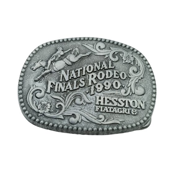 Childs Western Hesston Belt Buckle, National Finals Rodeo Vintage 1990 Fiatagri